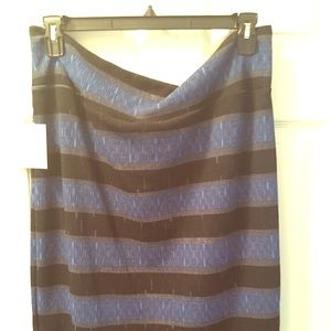 Navy blue and black skirt.